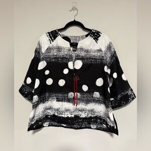 Ali Miles Abstract Black and White Jacket Size Petite Medium Art to Wear Office